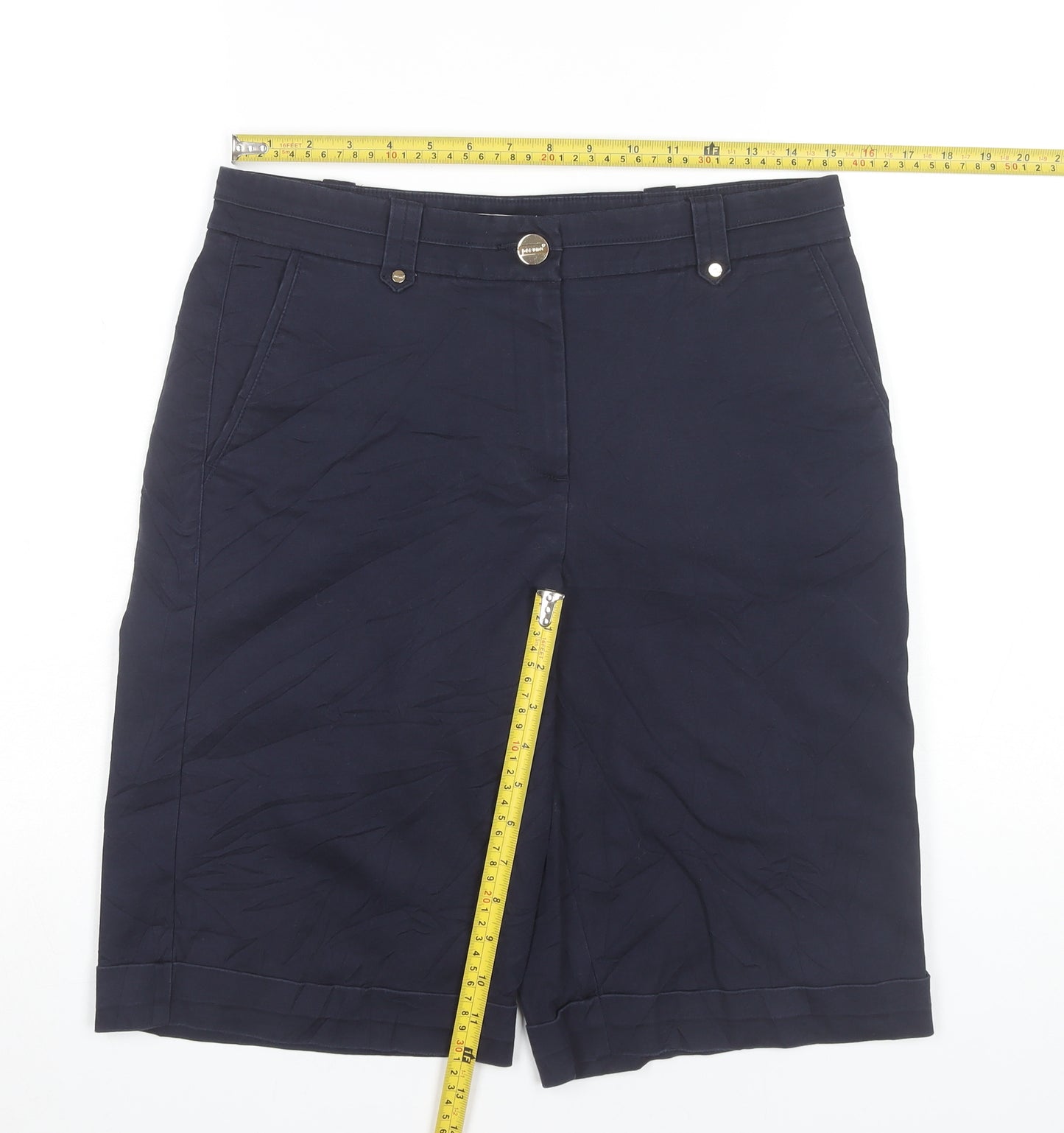 Marks and Spencer Women's Blue Size 12 Chino Shorts Cotton Blend