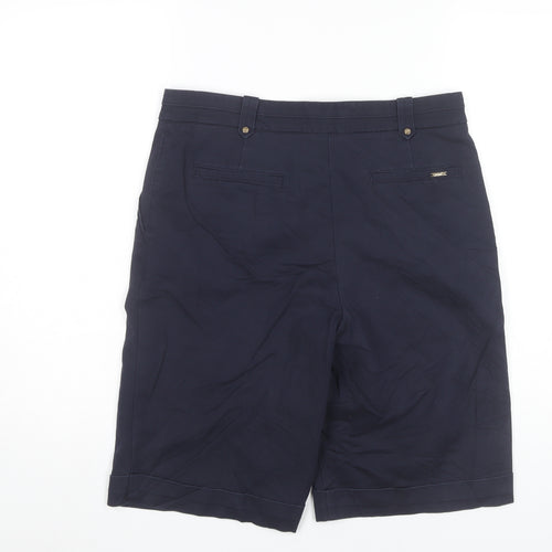 Marks and Spencer Women's Blue Size 12 Chino Shorts Cotton Blend