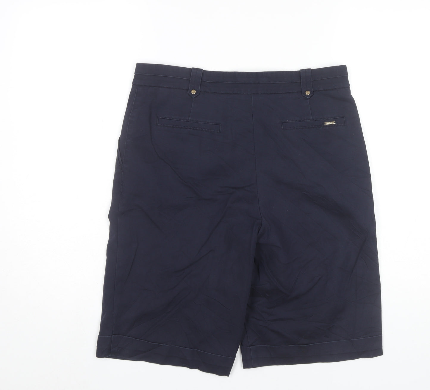 Marks and Spencer Women's Blue Size 12 Chino Shorts Cotton Blend