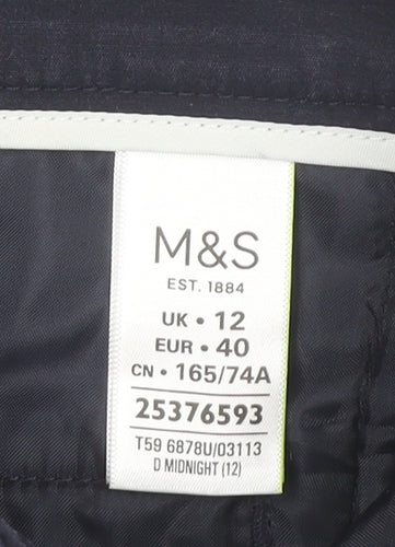 Marks and Spencer Women's Blue Size 12 Chino Shorts Cotton Blend