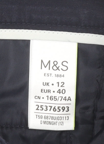 Marks and Spencer Women's Blue Size 12 Chino Shorts Cotton Blend
