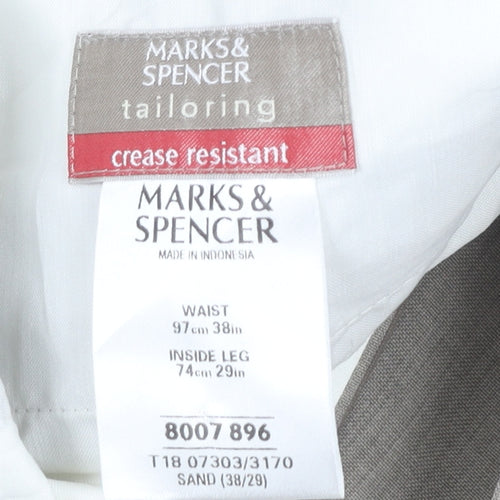 Marks and Spencer Mens Beige Dress Pants Size 38W 29L Polyester