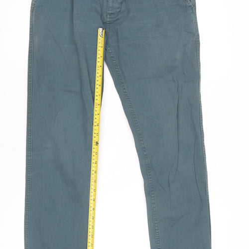 Topman Men’s Green Chino Trousers Size L 34W 32L Straight Fit
