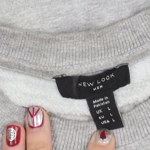 New Look Unisex Adults Grey Pullover Sweatshirt L Crew Neck