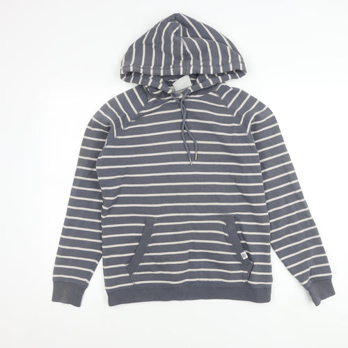 TOG24 Womens Grey Stripe Hoodie Size 8 Cotton Blend Pullover