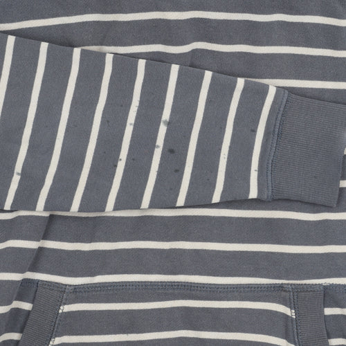TOG24 Womens Grey Stripe Hoodie Size 8 Cotton Blend Pullover