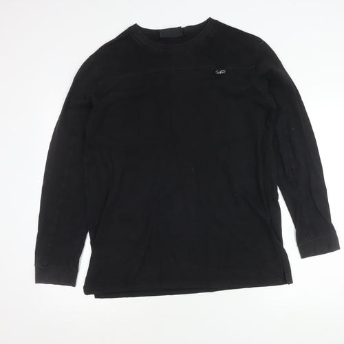 Couture Men’s Black Long Sleeve Cotton Crew Neck T-Shirt Size L