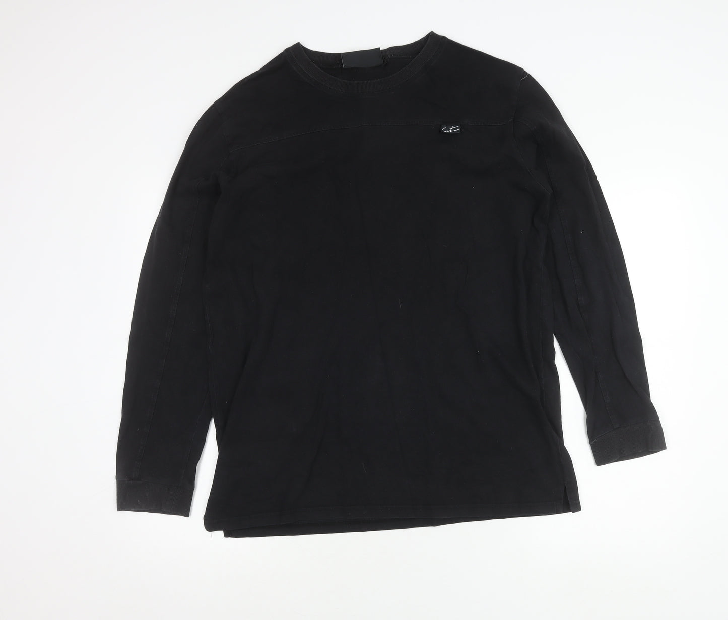 Couture Men’s Black Long Sleeve Cotton Crew Neck T-Shirt Size L