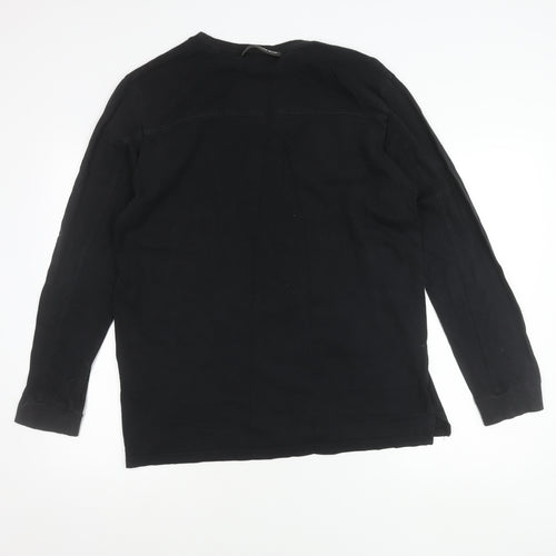 Couture Men’s Black Long Sleeve Cotton Crew Neck T-Shirt Size L