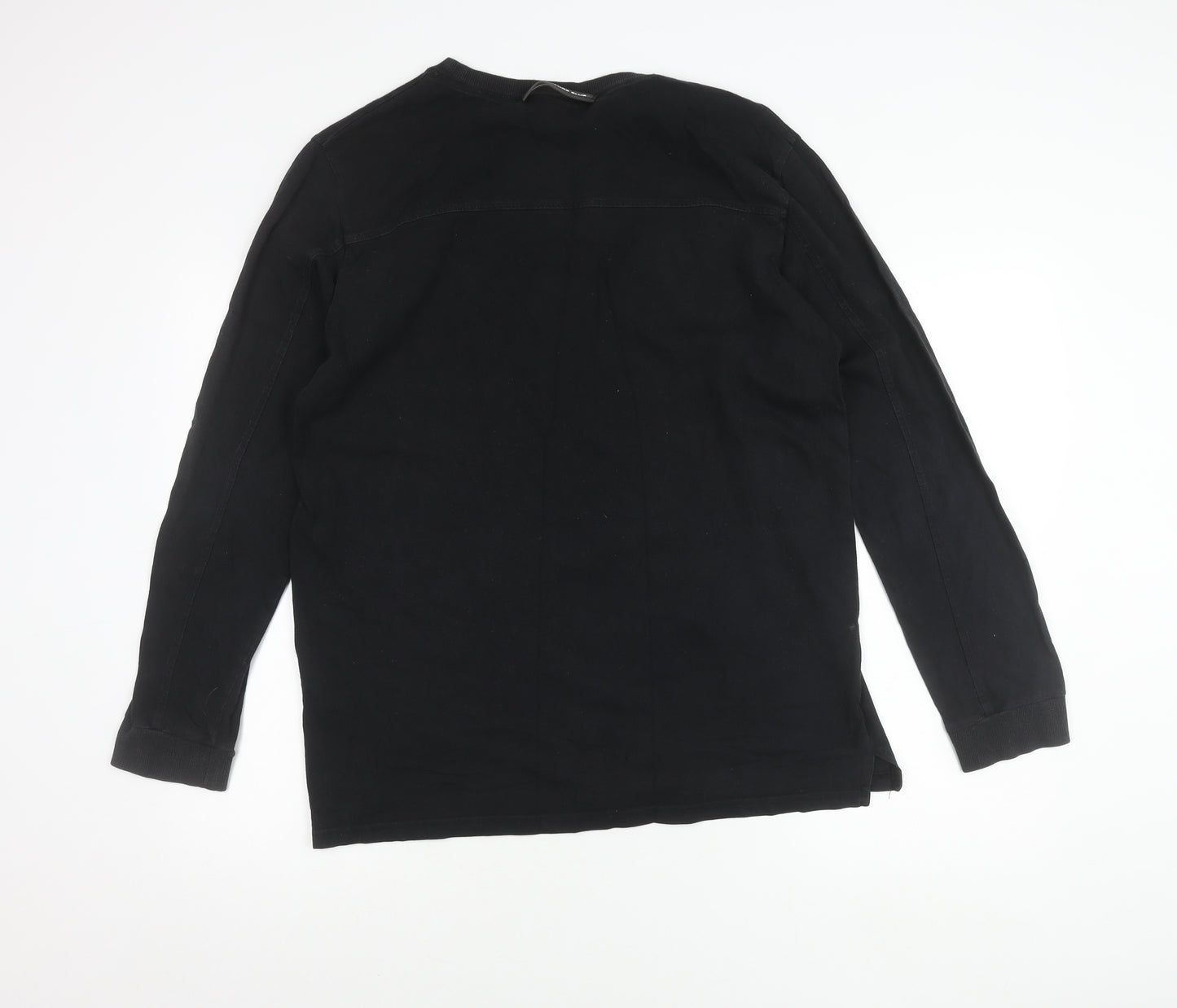 Couture Men’s Black Long Sleeve Cotton Crew Neck T-Shirt Size L