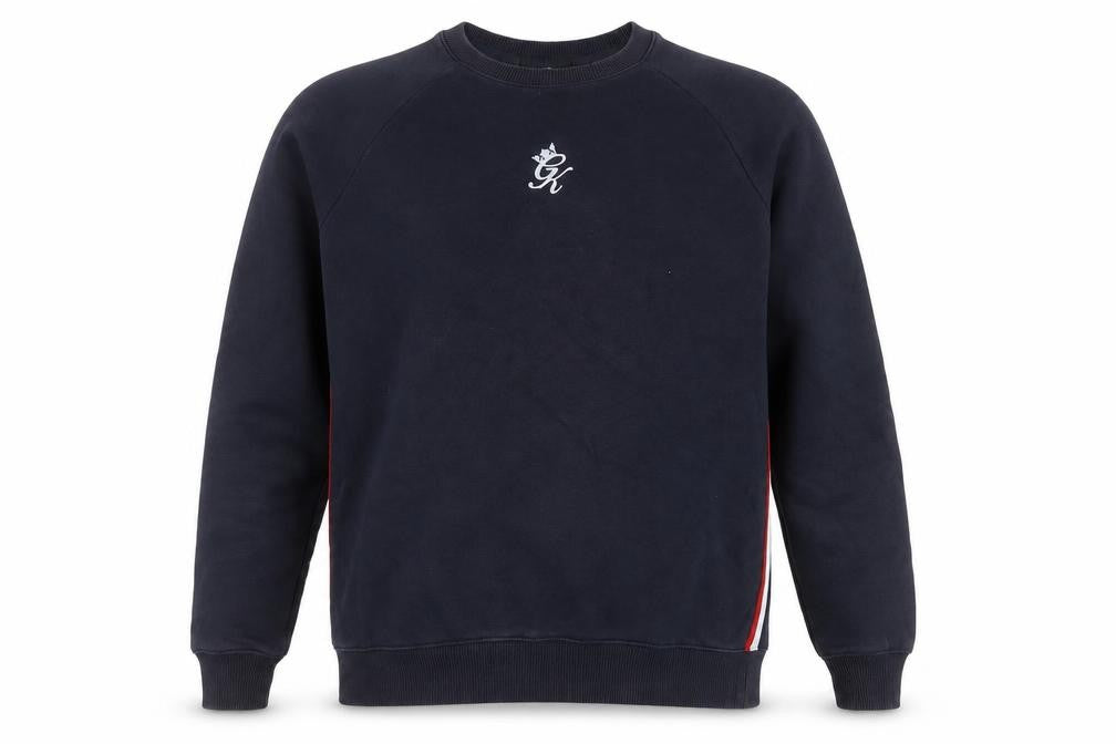 Front view of Gym King Men’s Blue Sweatshirt Small Crew Neck Pullover Logo