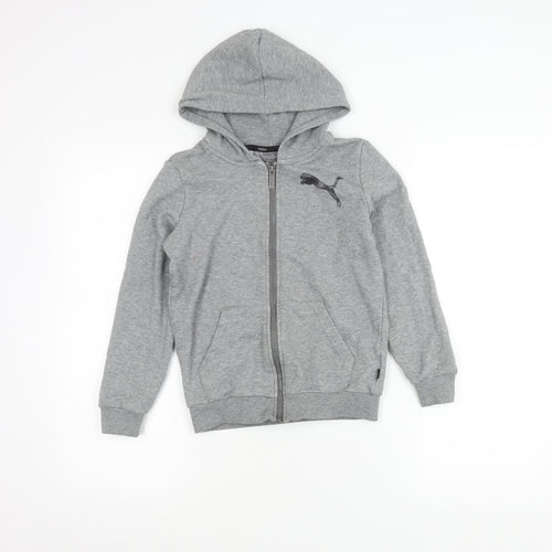 Puma Boys Grey 9-10 Years Zip Hoodie Jacket Cotton Blend