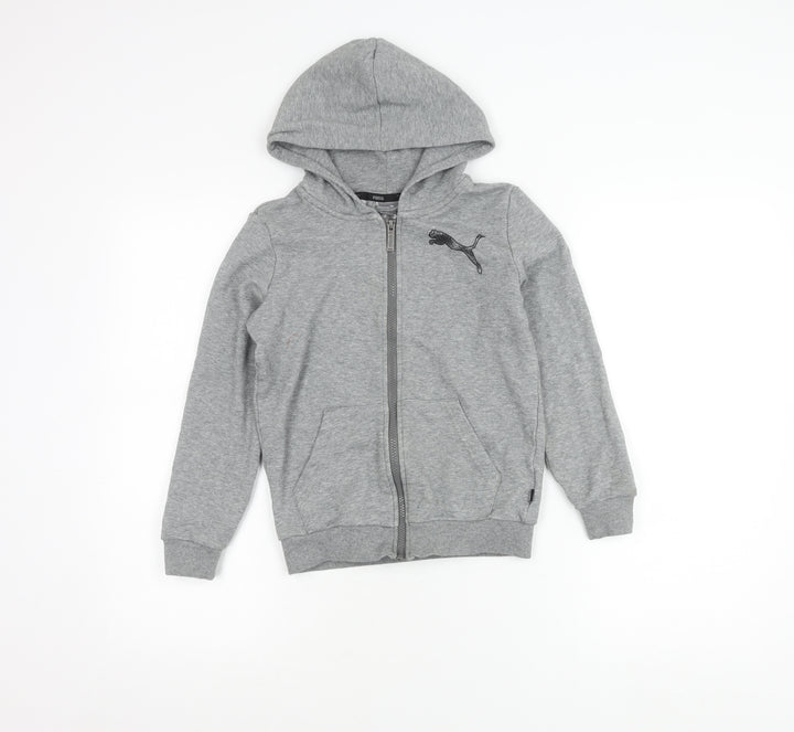 Puma Boys Grey 9-10 Years Zip Hoodie Jacket Cotton Blend