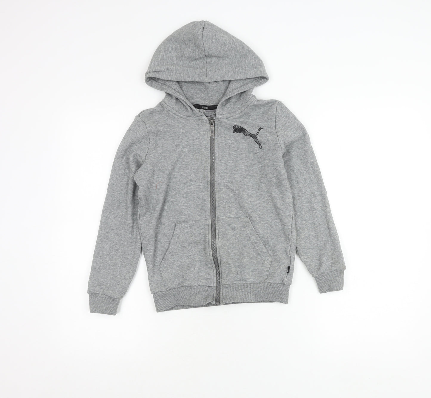 Puma Boys Grey 9-10 Years Zip Hoodie Jacket Cotton Blend