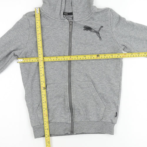 Puma Boys Grey 9-10 Years Zip Hoodie Jacket Cotton Blend