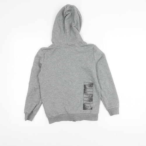 Puma Boys Grey 9-10 Years Zip Hoodie Jacket Cotton Blend