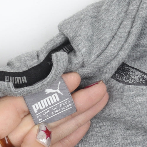 Puma Boys Grey 9-10 Years Zip Hoodie Jacket Cotton Blend