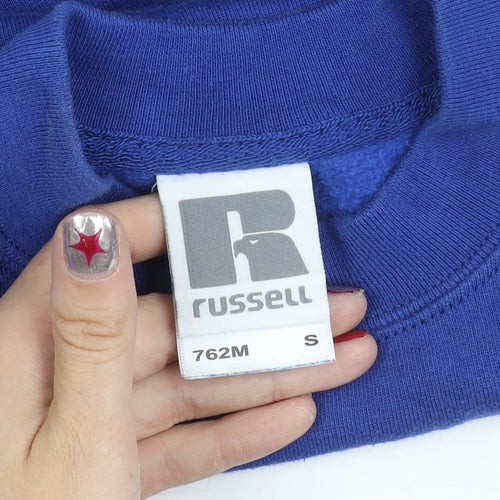 Russell Mens Blue Small Pullover Sweatshirt Crew Neck College Logo