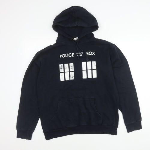 Stars & Stripes Mens Blue Hoodie M Pullover Police Box Graphic Geek TV