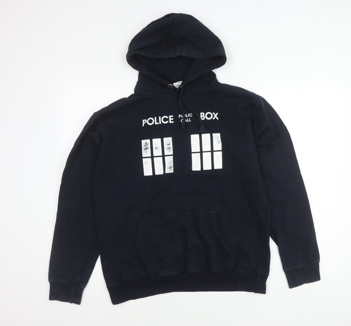 Stars & Stripes Mens Blue Hoodie M Pullover Police Box Graphic Geek TV