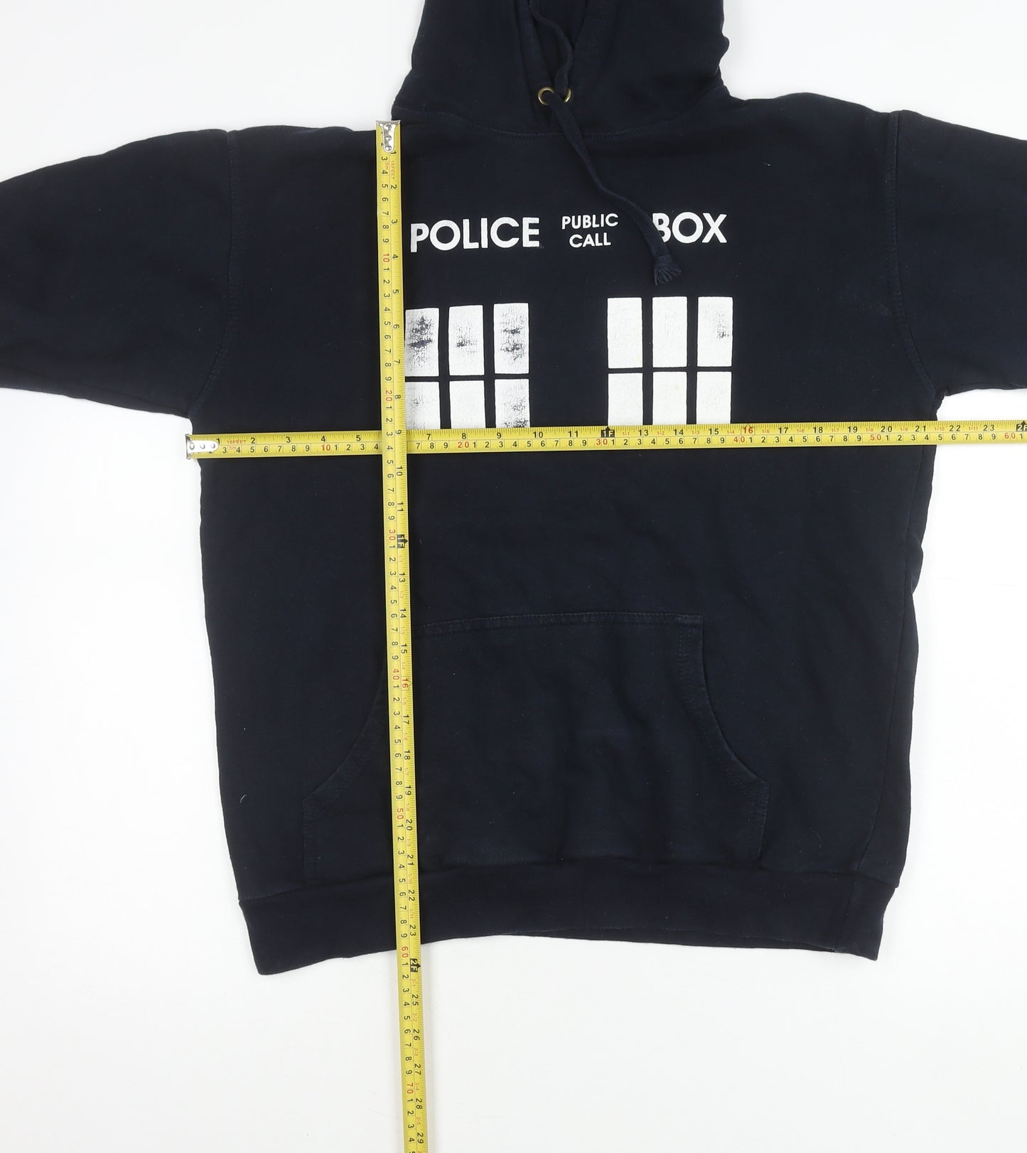 Stars & Stripes Mens Blue Hoodie M Pullover Police Box Graphic Geek TV