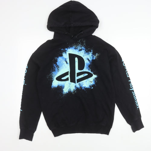H&M Boys Black PlayStation Hoodie 13-14 Years Pullover Graphic Print