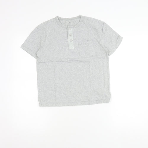GAP Kids Boys Grey Short Sleeve Henley T-Shirt 10-11 Years