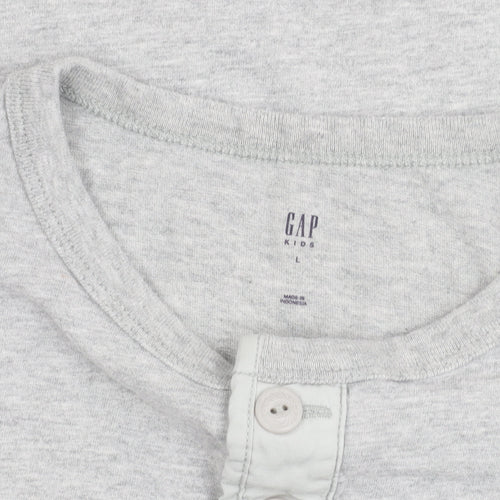 GAP Kids Boys Grey Short Sleeve Henley T-Shirt 10-11 Years
