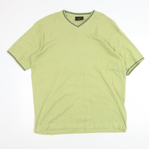 Next Unisex Adults Green Cotton V-Neck Short Sleeve T-Shirt L