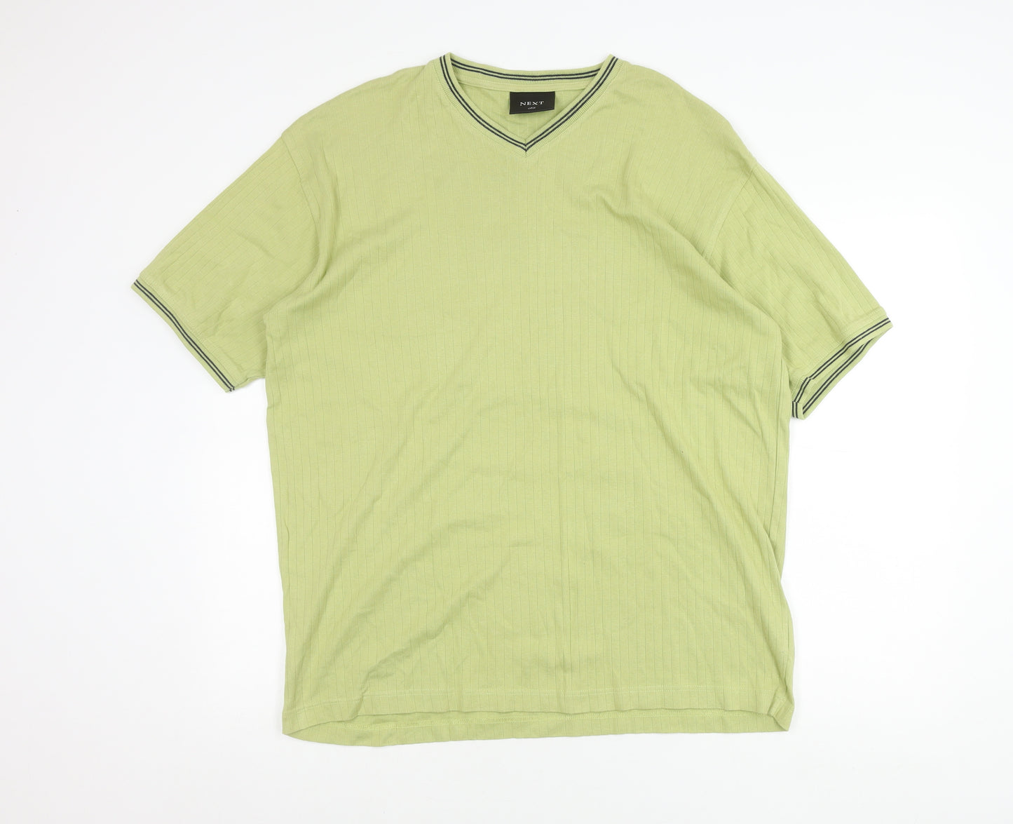 Next Unisex Adults Green Cotton V-Neck Short Sleeve T-Shirt L