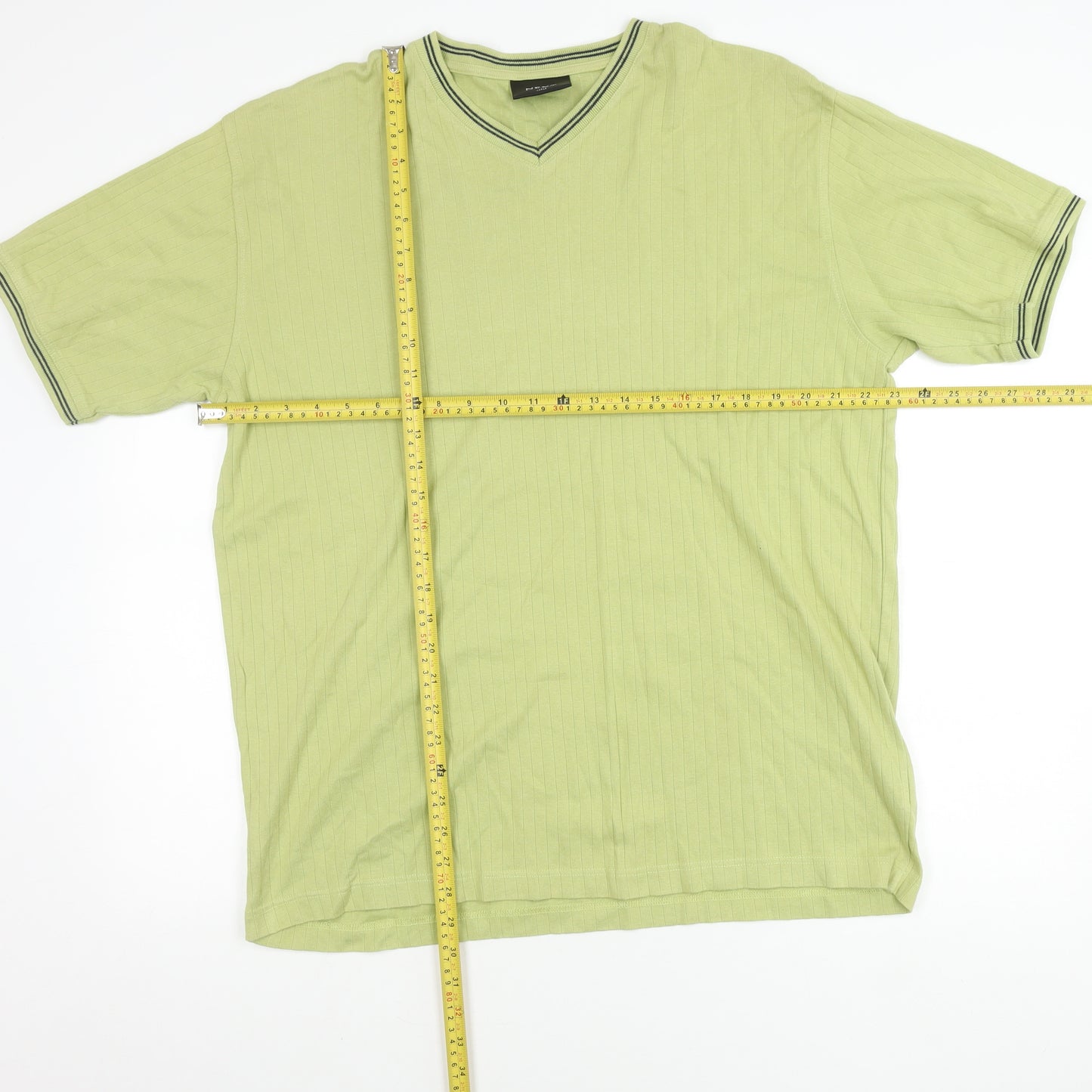 Next Unisex Adults Green Cotton V-Neck Short Sleeve T-Shirt L