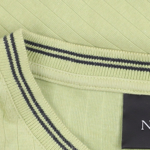 Next Unisex Adults Green Cotton V-Neck Short Sleeve T-Shirt L