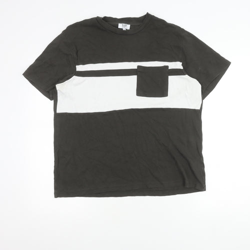 Taylor & Wright Men's Black White Colourblock Cotton T-Shirt L
