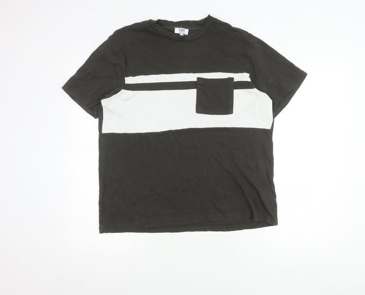 Taylor & Wright Men's Black White Colourblock Cotton T-Shirt L