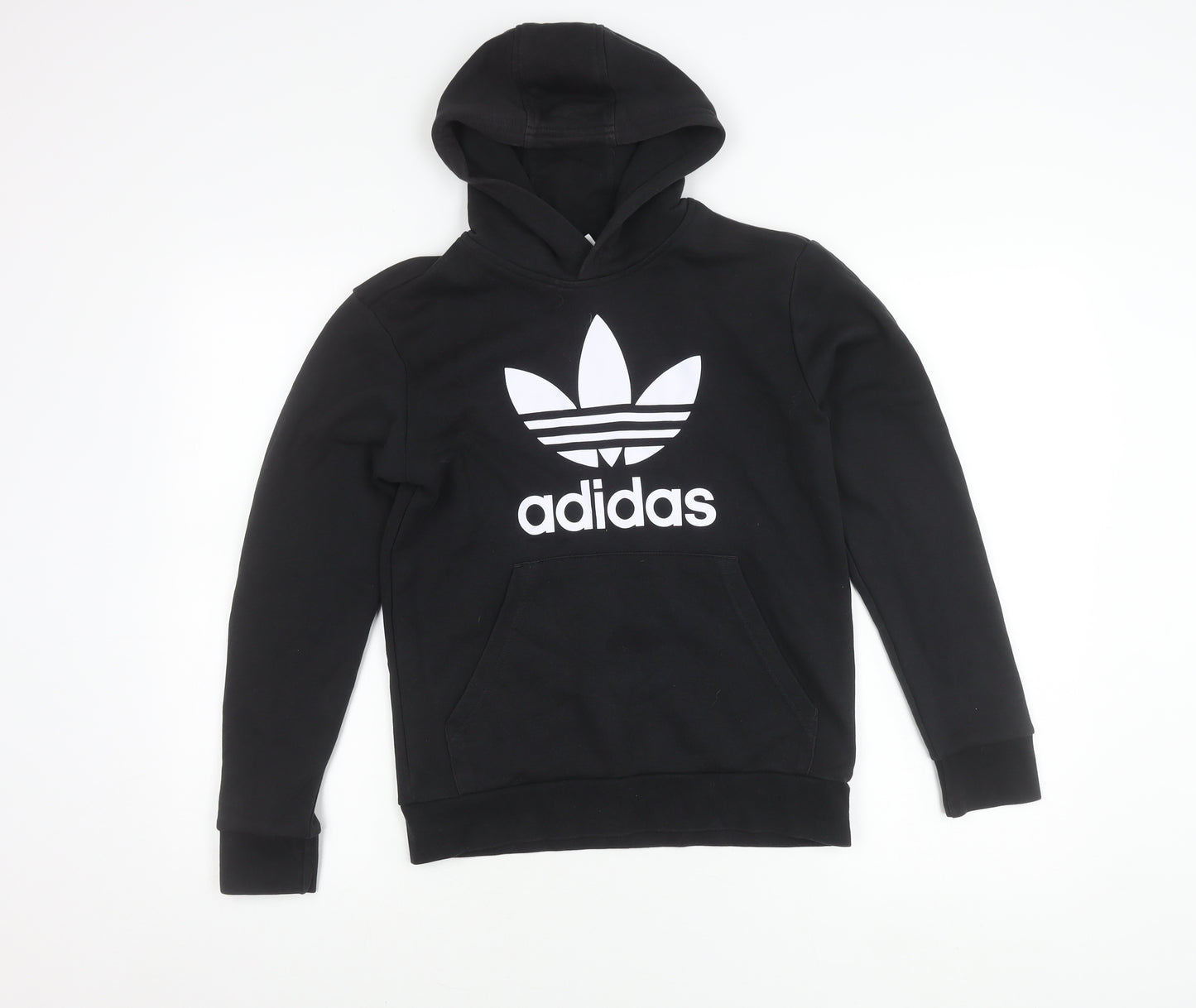 Adidas Boys Black Pullover Hoodie 12-13Y Logo Fleece Sweatshirt