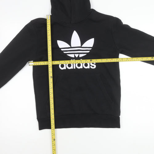 Adidas Boys Black Pullover Hoodie 12-13Y Logo Fleece Sweatshirt