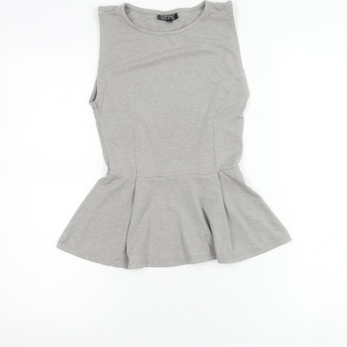 Topshop Women’s Grey Sleeveless Peplum Tunic Blouse UK 8