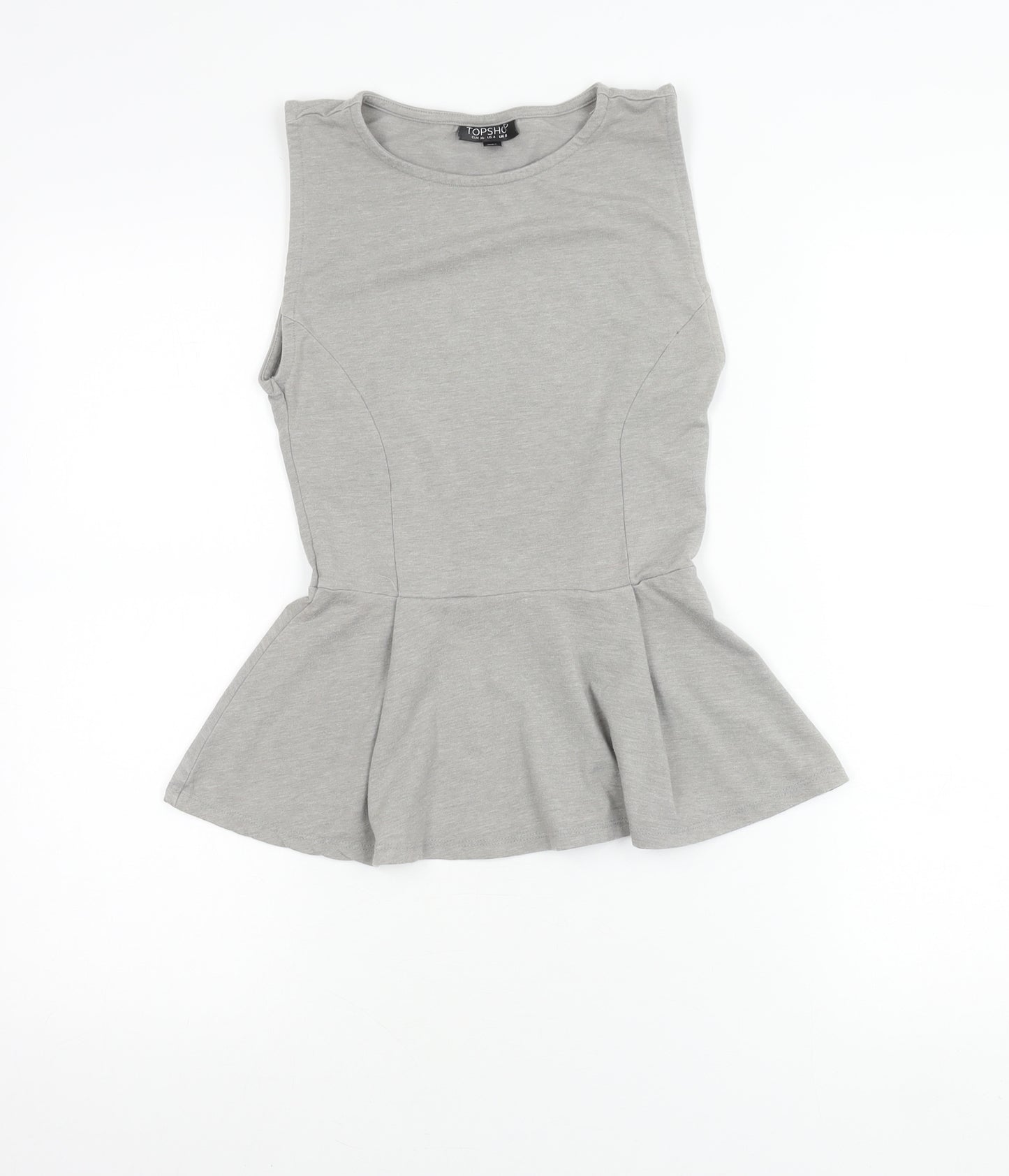 Topshop Women’s Grey Sleeveless Peplum Tunic Blouse UK 8