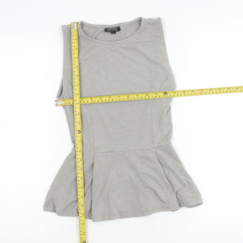 Topshop Women’s Grey Sleeveless Peplum Tunic Blouse UK 8