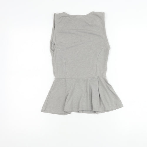Topshop Women’s Grey Sleeveless Peplum Tunic Blouse UK 8