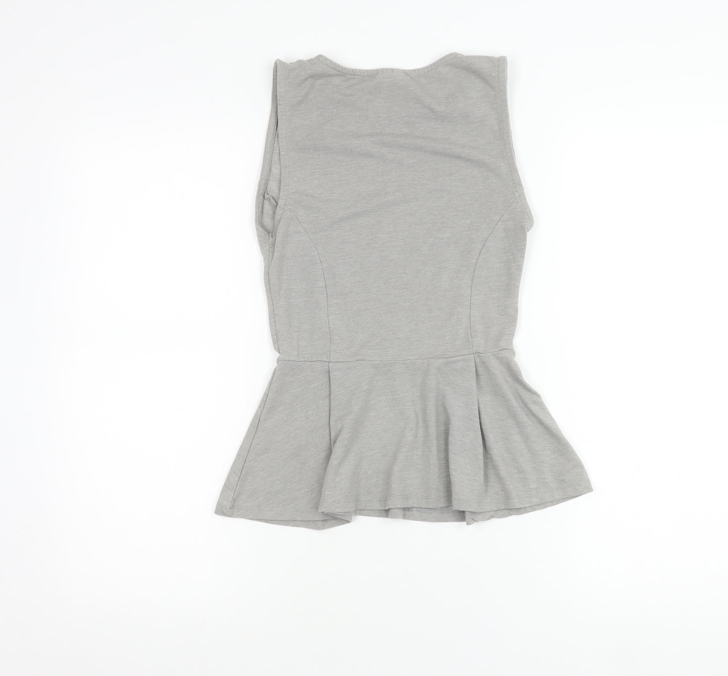 Topshop Women’s Grey Sleeveless Peplum Tunic Blouse UK 8