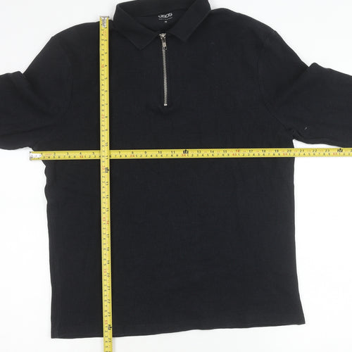 ASOS Men’s Black Long Sleeve Polo Shirt Size M 1/4 Zip Cotton