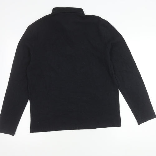 ASOS Men’s Black Long Sleeve Polo Shirt Size M 1/4 Zip Cotton