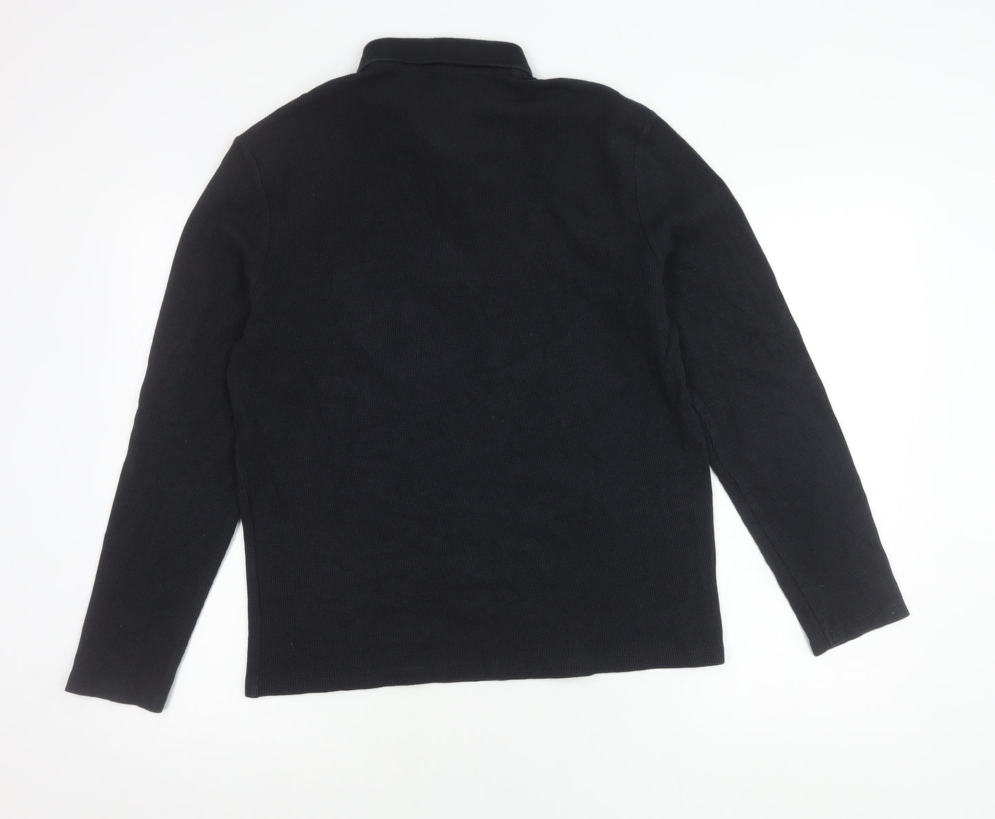 ASOS Men’s Black Long Sleeve Polo Shirt Size M 1/4 Zip Cotton