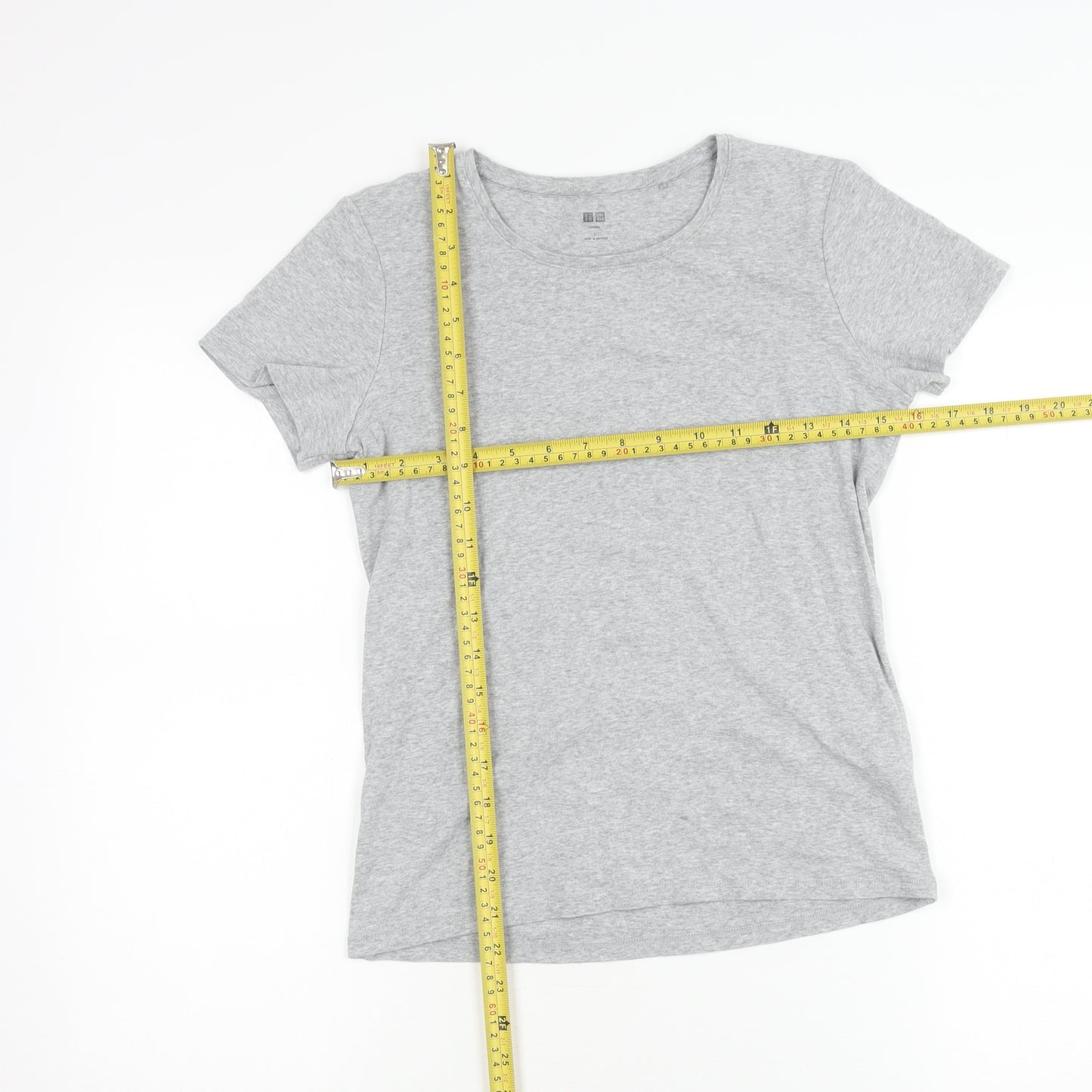 Uniqlo Girls Grey L Basic Crew Neck Short Sleeve Cotton T-Shirt