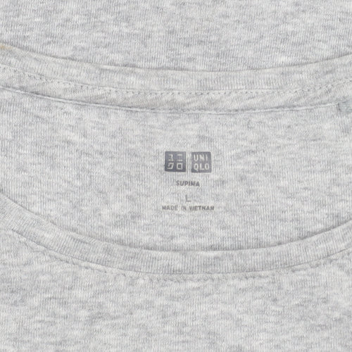 Uniqlo Girls Grey L Basic Crew Neck Short Sleeve Cotton T-Shirt