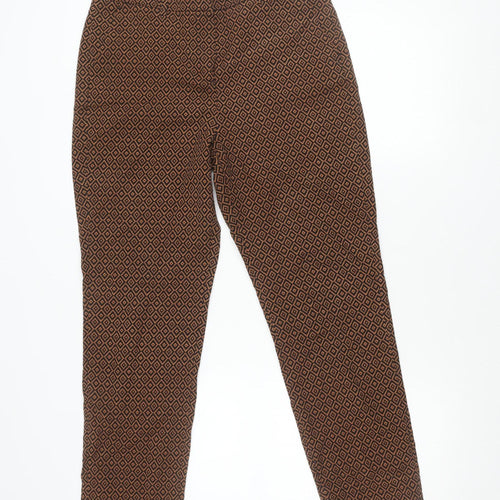Marks and Spencer Womens Brown Black Slim Trousers Geometric Print