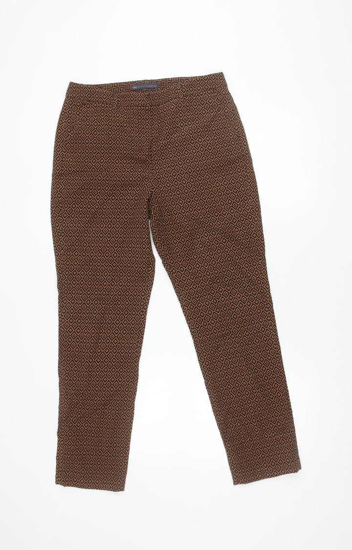 Marks and Spencer Womens Brown Black Slim Trousers Geometric Print
