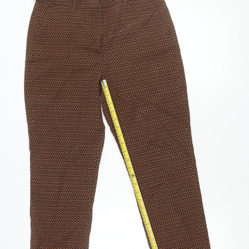 Marks and Spencer Womens Brown Black Slim Trousers Geometric Print