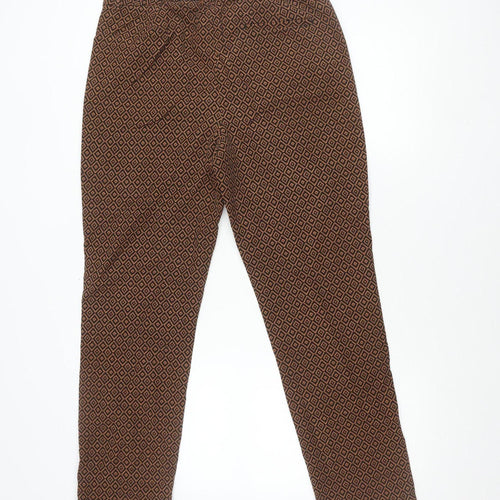 Marks and Spencer Womens Brown Black Slim Trousers Geometric Print